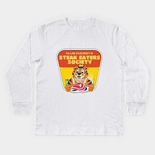 Steak Lover Retro Vintage Cartoon Kids Long Sleeve T-Shirt